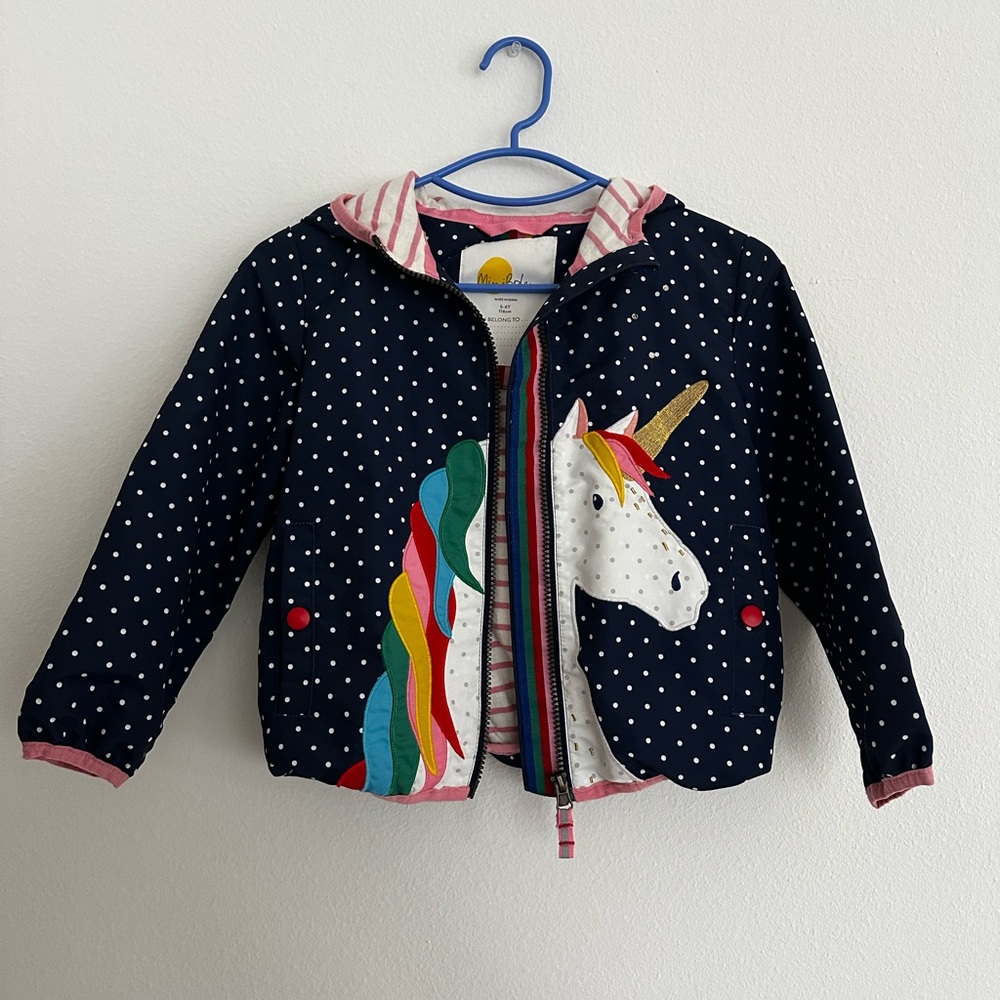 Navy Polka Dot Unicorn Raincoat